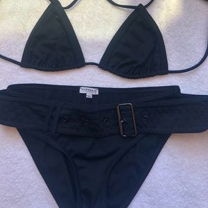 Burberry black bikini. Never worn. Size S. Detachable belt. Small triangle top.
